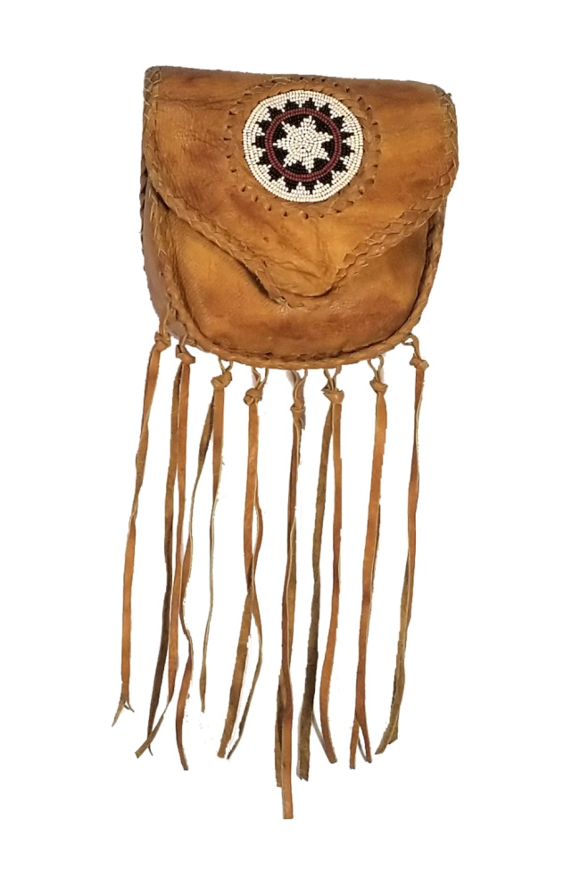 (image for) Sand Beaded and Fringed Leather Belt Clip Bag